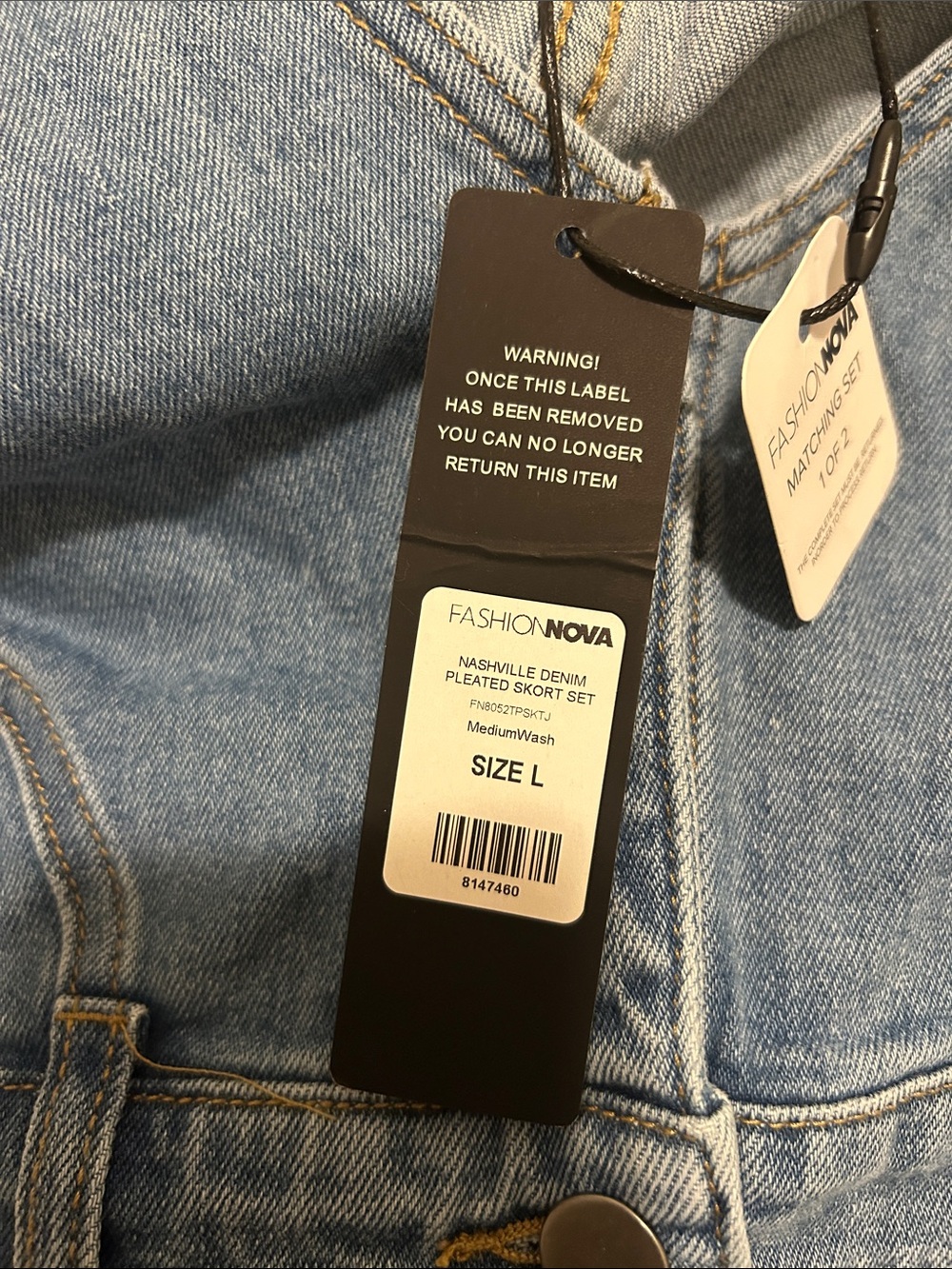 Nashville Denim Pleated Skort Set - Medium Wash - Picture 7 of 7